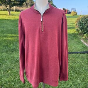 -*HP*Tommy Bahama Maroon /Tan Accents 1/4 Zip Cotton Pullover Sweater 3XL